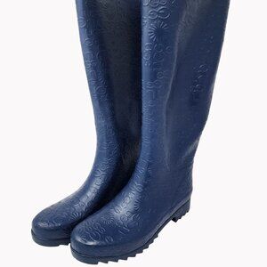 Ugg Wilshire Navy Rubber Rain Boots Womens Size 7 Tall Fur Insole